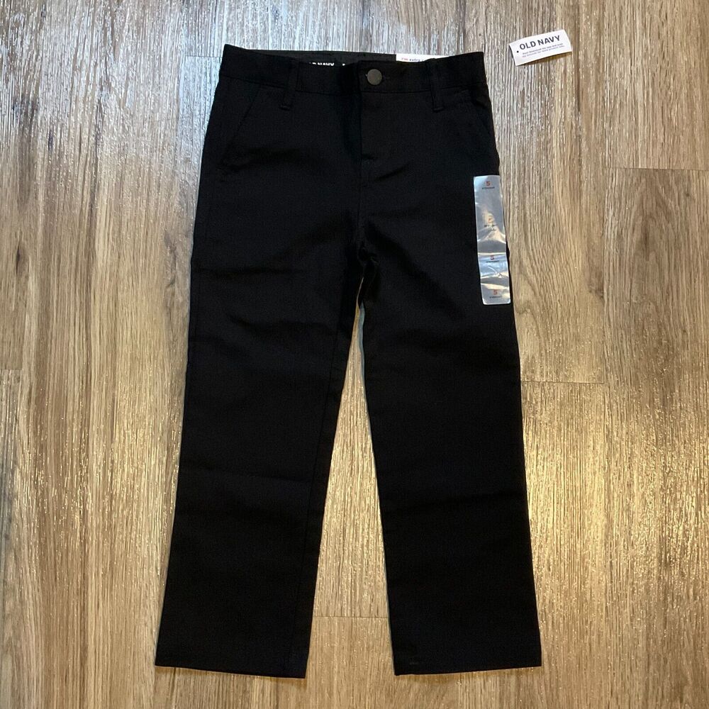 Old Navy Boys Pants Size 5 Straight‎ Chino Built-in-Flex Black Reinforced Knees